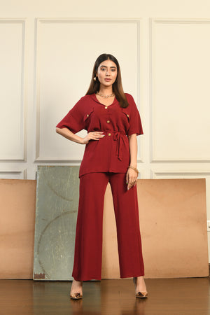 Karen buttoned separates Maroon