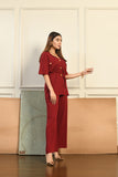 Karen buttoned separates Maroon