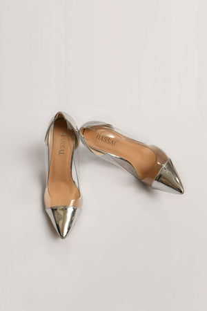 Silver PVC Heels