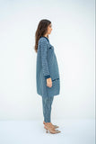 Pleated Oia Blue Set With Capri Pants