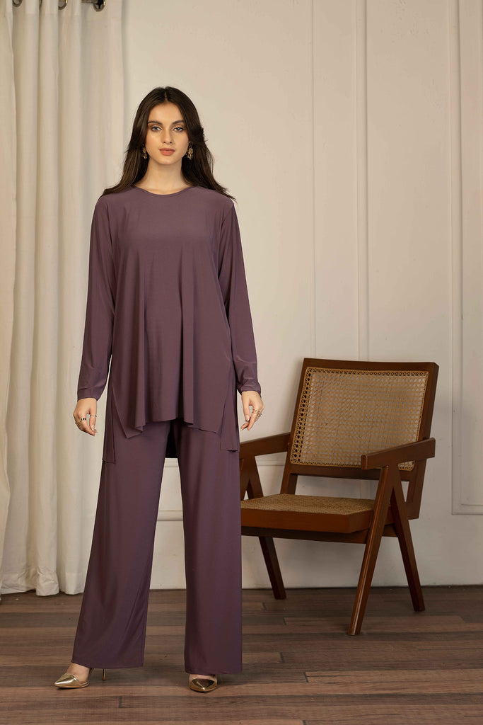 Nesrin Straight Shirt Suit Violet Purple