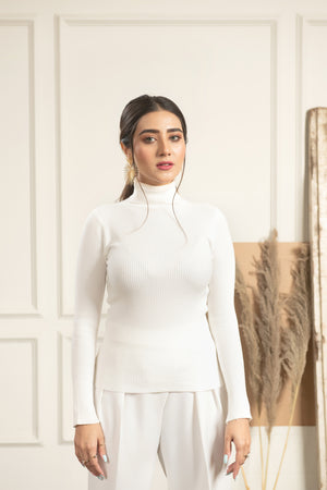 Kiya Bodycon White Highneck