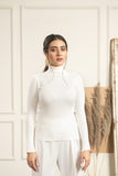 Kiya Bodycon White Highneck