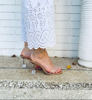 Nina PVC Heels With Ankle Strap Rose Gold