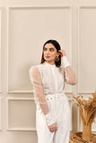 White High Waist Belted Pant