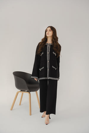 Aylin Black Tweed Textured Knit Suit