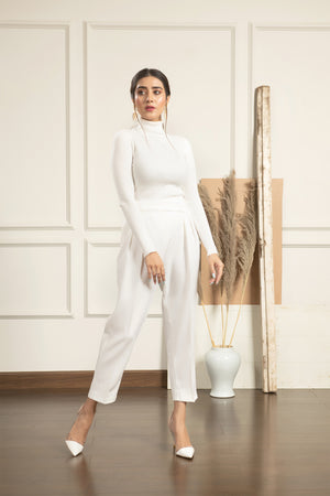 Kiya Bodycon White Highneck