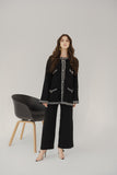 Aylin Black Tweed Textured Knit Suit