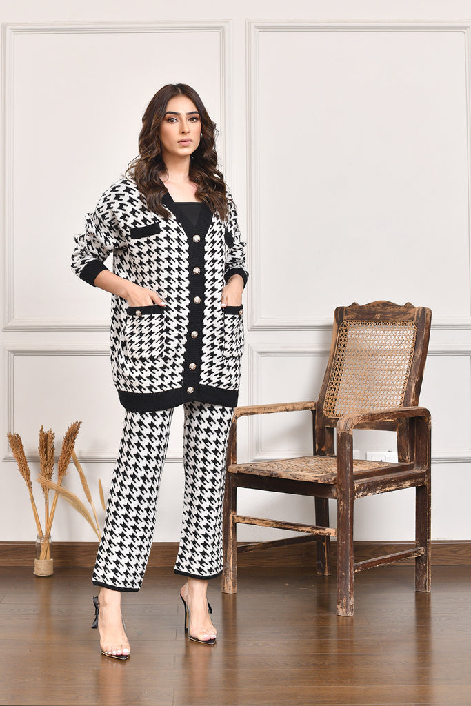 Mindy 2 Pc houndstooth Knitted Set