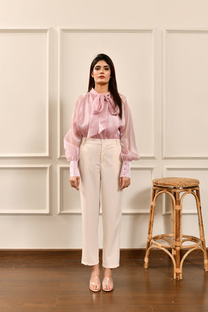 Nayna Organza Bow Top Pink