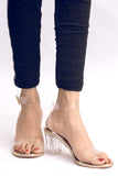 Pvc heels with ankle strap gold