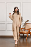 Asymmetrical Knitted Separates Camel