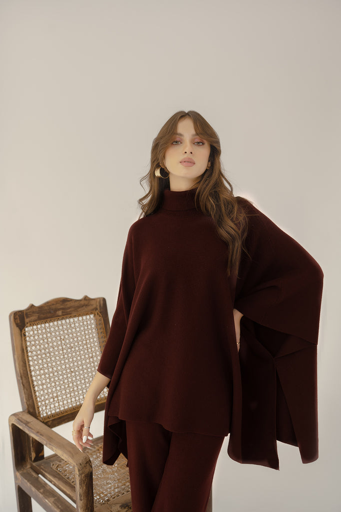 Lily Knitted Cape Plum Separates