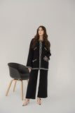 Aylin Black Tweed Textured Knit Suit
