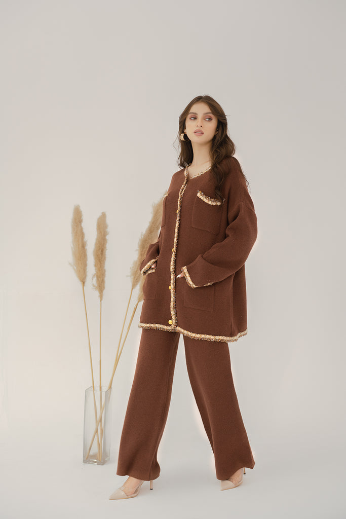 Aylin Brown Tweed Knit suit