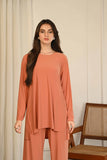 Nesrin Straight Shirt Suit Coral