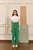 Green High Waist Belted Pant