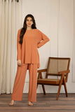Nesrin Straight Shirt Suit Coral