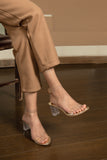 Pvc heels with ankle strap gold
