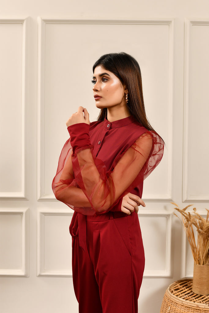 Red sales organza top