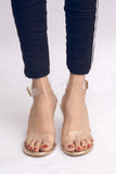 Pvc heels with ankle strap gold