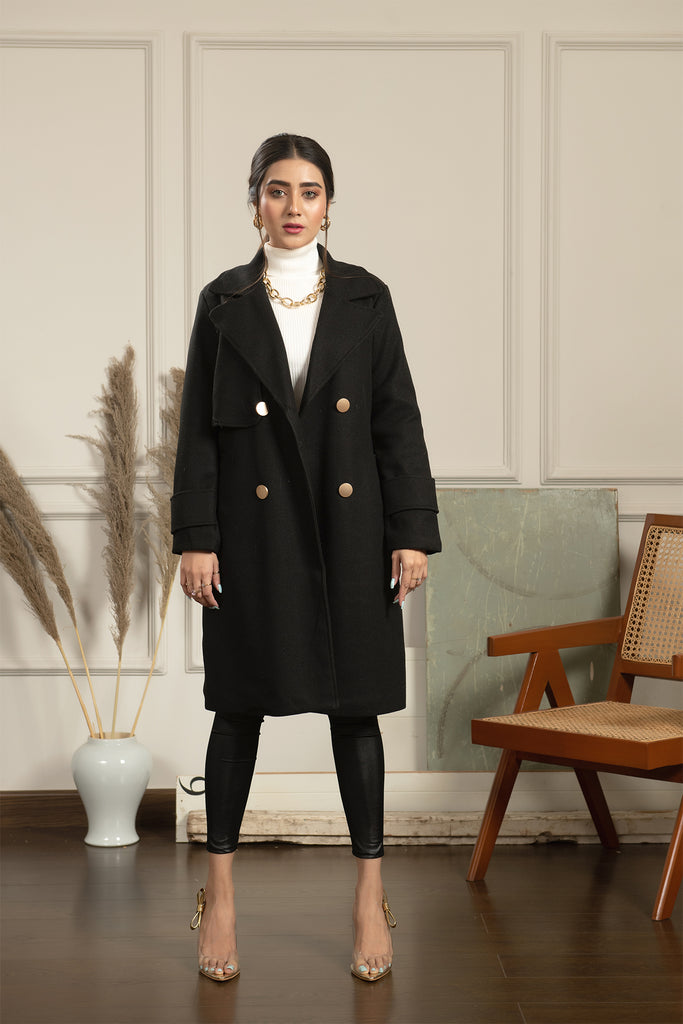 Aischa Black Coat with Gold buttons Hassal